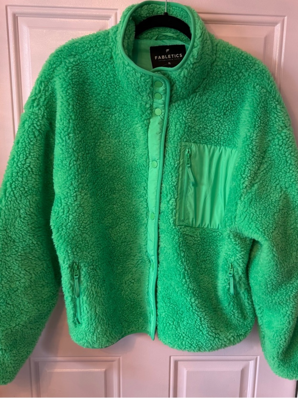 Fabletics Green Plush Sherpa Jacket XL - Khloe Kardashian